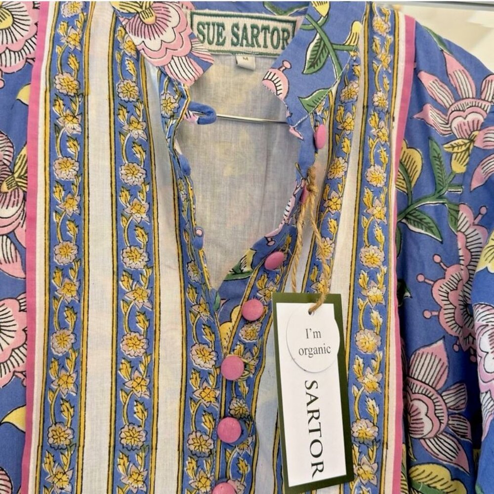 Women's Midi Dress in Blue Floral Stripe - Sue Sartor - Picture 7 of 15